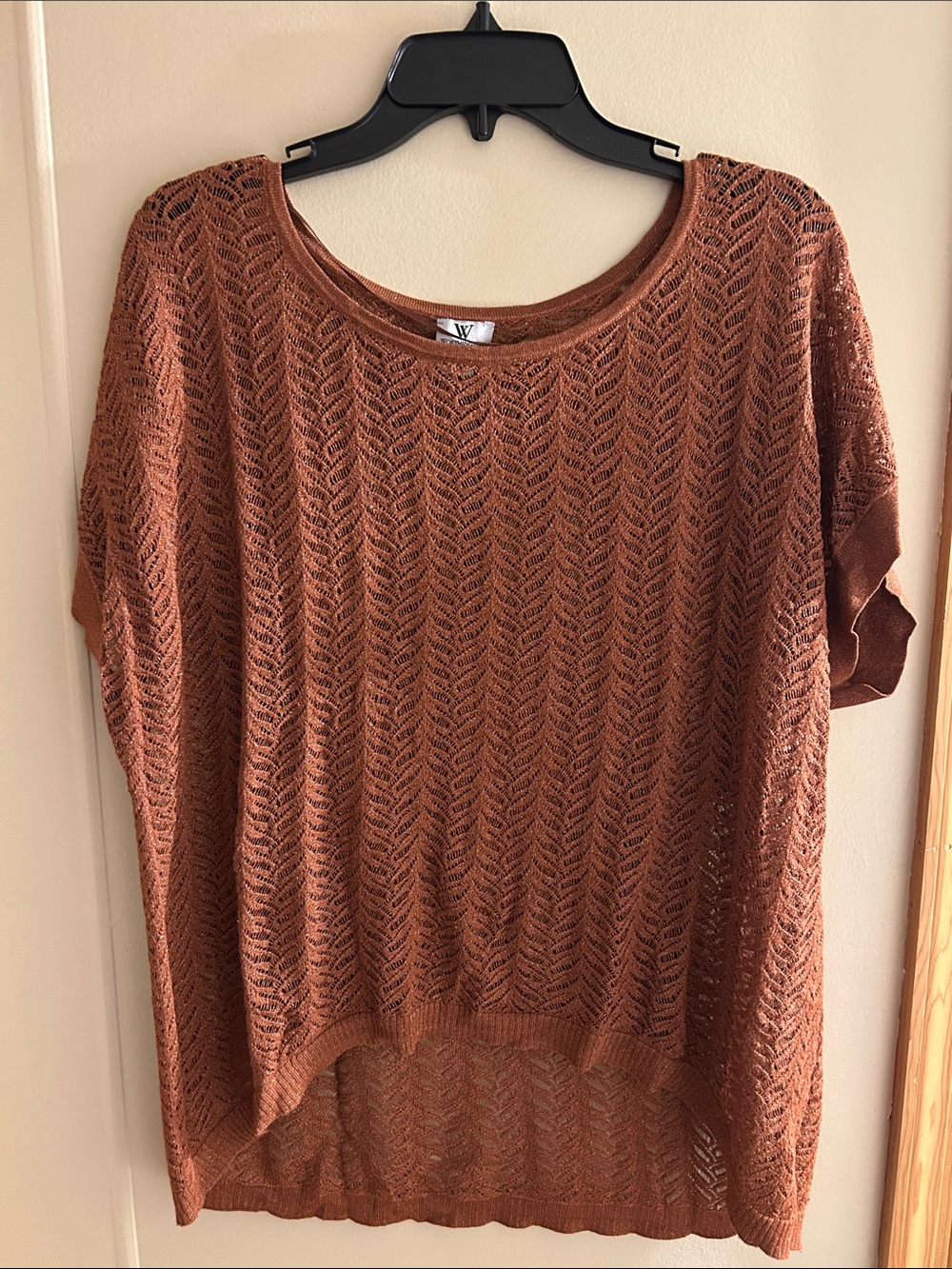 Worthington Open-Knit Scoop Neck Sweater in Rust